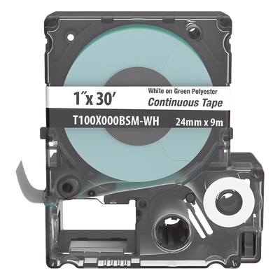 PANDUIT T100X000BSM-WH - Casete de Etiquetas Continuas / Poliéster / 24 mm (0.94') Ancho / 9.1 m (29.86') Largo / Blanco sobre Verde / | SIERRA STORE