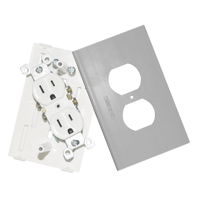 Contacto eléctrico doble, soporte y tapa color aluminio, para canaleta TEK100-A y mini columna THMICG | SIERRA STORE