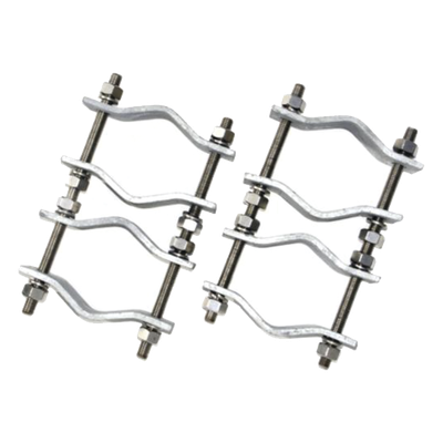 Juego de Abrazaderas Dobles / Mástiles 3.8 a 8.9 cm (1.5 a 3.5 in) / Separación 12 cm (4.75 in) / Acero Galvanizado / Torres Cuadradas | SIERRA STORE