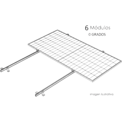 Sistema de Montaje Solar / Techo Plano / 1 Módulo / Resistencia Viento 140 km/h / Inclinación 15° / Área 4 m² | SIERRA STORE