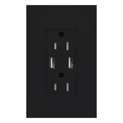 Tomacorriente de Pared / 15 A / 2 Puertos USB Tipo A / 3.8 A / Resistente a Manipulaciones / Color Midnight | SIERRA STORE