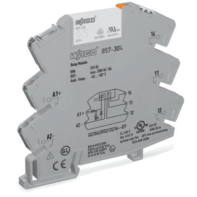Módulo con Relé / 24 VCC / 1 Inversor / 6 A Corriente Permanente / Push-in CAGE CLAMP® / IP20 / Aislamiento Reforzado / LE...