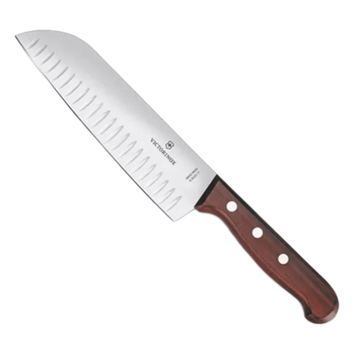 Cuchillo Santoku / Hoja 17 cm / Filo con Alvéolos / Mango de Pino Modificado / 0.103 kg / Fabricación Suiza | SIERRA STORE