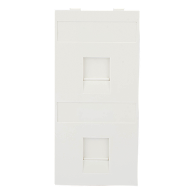 Placa Plana de Voz y Datos / Guardapolvo Integrado / 2 Puertos Keystone / Perfil 5 mm / 108 × 52 mm / 4.25 × 2.05 pulgadas / Color | SIERRA STORE