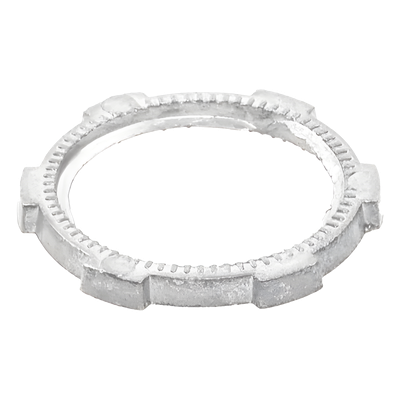 Contratuerca Metálica / Zamac 51 mm (2") / Diámetro 74 mm / Estrías para Continuidad de Tierra / Acabado Zinc Bruñido | SIERRA STORE