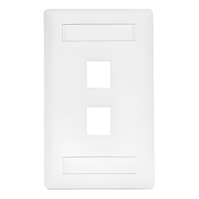 Placa Frontal / 2 Puertos / Termoplástico UL 94V-0 / Campos para Etiquetas / Blanco | SIERRA STORE