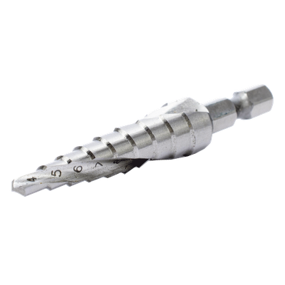 Broca escalonada espiral de hss 4-12 mm, zanco de 1/4" hexagonal, blister con una pieza. | SIERRA STORE