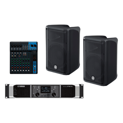 Sistema PA / 2 Bocinas 2 Vías 10" / Amplificador Clase D 2x 800W / Mezclador 10 Canales / DSP Avanzado / Conectores XLR, TRS y Speakon | SIERRA STORE