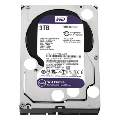 Disco Duro PURPLE de 3TB / 3 AÑOS DE GARANTÍA / Para Videovigilancia | SIERRA STORE