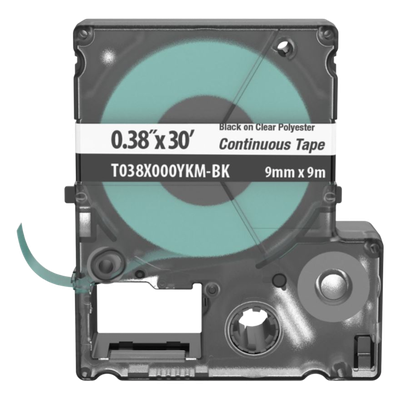 PANDUIT T038X000YKM-BK - Casete de Etiquetas de Poliéster / Cinta Continua / 9 mm x 9.1 m (29.86 ft) / Negro sobre Transparente / | SIERRA STORE