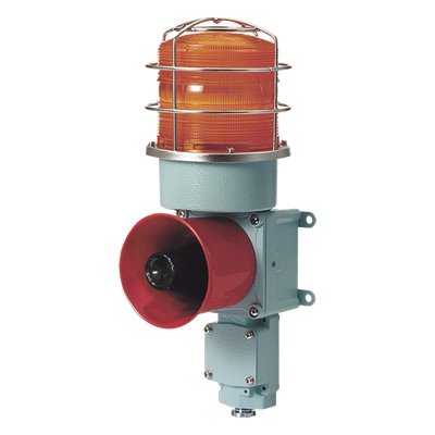 Torre de Señalización LED y Bocina / 5 Sonidos de Advertencia / 120 dB Máx. / IP66 / AC 120V / Ámbar / Aluminio / -30°C a +50°C | SIERRA STORE
