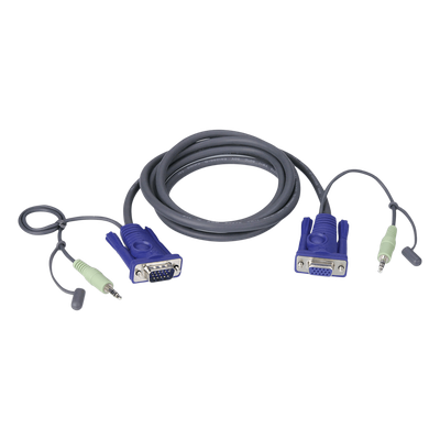 Cable VGA con Audio / 1920x1200 / Macho a Hembra 15 Pines / 1.8 m / 6 ft / Apantallado Mylar | SIERRA STORE
