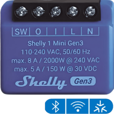 Relé Inteligente Wi-Fi / 1 Canal / Contacto Seco / 8 A / Ultra Compacto 29 x 35 x 16 mm / Compatible con Alexa y Google Assistant | SIERRA STORE
