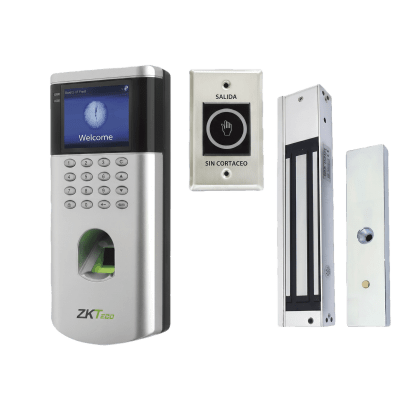 Kit Control de Acceso / Lector Huella y Tarjeta 125 kHz / 1,500 Huellas / 5,000 Tarjetas / TCP/IP PUSH / Cerradura Magnética / Botón | SIERRA STORE