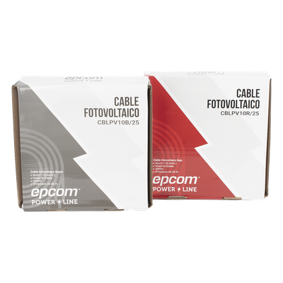 Kit Cable Fotovoltaico / 2 Rollos 25 m (82 ft) / 10 AWG 6 mm² / 1000/2000 V / -40°C a 120°C / Rojo/Negro | SIERRA STORE