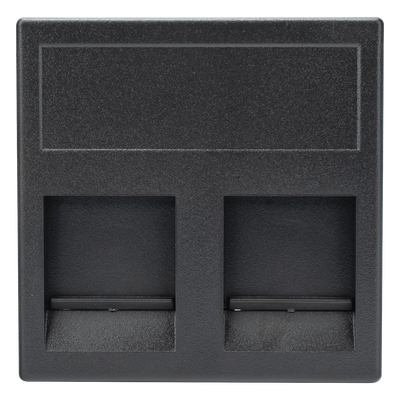 Módulo de Placa Plana / 2 Espacios Jack Keystone RJ45 / Guardapolvo Integrado / 45 × 45 mm / Acabado Grafito RAL 7021 / Cajas | SIERRA STORE