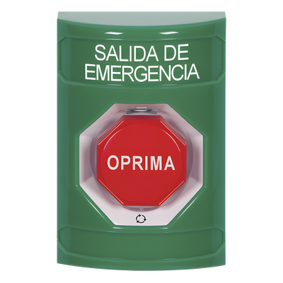 Botón de Salida de Emergencia / Texto en Español / Acción Mantenida / LED de Iluminación / Cubierta Transparente / UL cUL ADA | SIERRA STORE