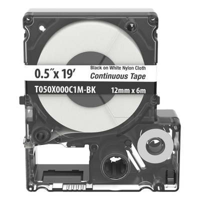PANDUIT T050X000C1M-BK - Casete de Etiquetas de Nylon / Cinta Continua / Negro Sobre Blanco / 12 mm Ancho / 6 m (19.69 Pies) Largo / | SIERRA STORE