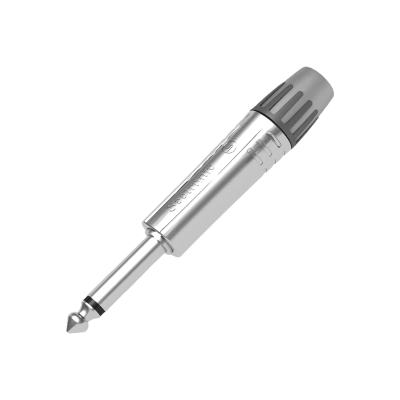 Conector Plug Mono / 1/4'' Macho / Carcasa Cromada Perlada / Cable OD 4-7 mm / Alivio de Tensión Tipo Mandril | SIERRA STORE