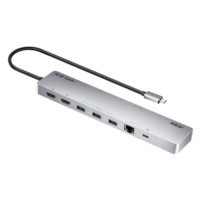 Dock Multipuerto USB-C / 11 en 1 / 8K@120Hz Single o Dual 4K@60Hz / PD 100W / USB 3.2 Gen 1 / Ethernet Gigabit / SD MicroSD / Aluminio | SIERRA STORE