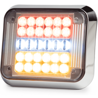 Luz Perimetral 7x9" STTR (Rojo/Blanco/Ámbar) 12V Bisel Cromado | SIERRA STORE