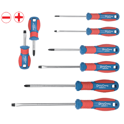 Juego de 8 desarmadores CrV con Mango Bicolor. - DONGCHENG