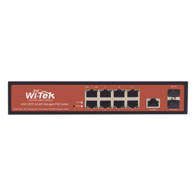 Switch Administrable PoE / 8 Puertos Gigabit / 2 SFP / 150W / 20Gbps / 6kV Protección Rayos / Fanless / -10 a 55°C / 0.71 x 0.46 x | SIERRA STORE