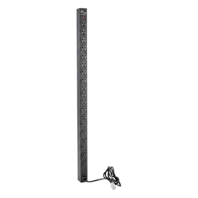 PDU Vertical para Rack / 18 Tomas NEMA 5-15R / 15A / 1.22 m (48 in) / Montaje Rack o Panel / Acero Negro | SIERRA STORE
