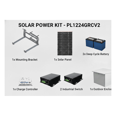 Kit Solar PoE / 225 W / 24 Vcc / 2 Salidas / 120 Ah / 48 h Autonomía | SIERRA STORE
