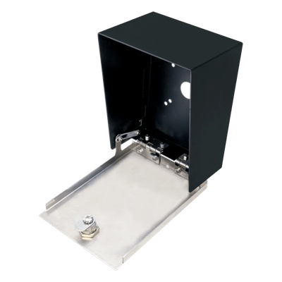 Gabinete para Montaje en Poste / Acero 1.2 mm / Pintura en Polvo / IP65 / Placa Frontal de Acero Inoxidable / 128x170x94 mm | SIERRA STORE