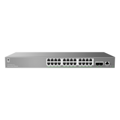 Switch Administrable L2++ / 24 Puertos Gigabit PoE / PoE++ 250W / 2 Puertos SFP+ / 88 Gbps / VLAN 4K / QoS Avanzado | SIERRA STORE