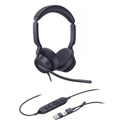 Diadema Alámbrica / Cancelación de Ruido con 3 Micrófonos e IA / Altavoz 35 mm / USB-C con Adaptador USB-A / Certificación Microsoft | SIERRA STORE