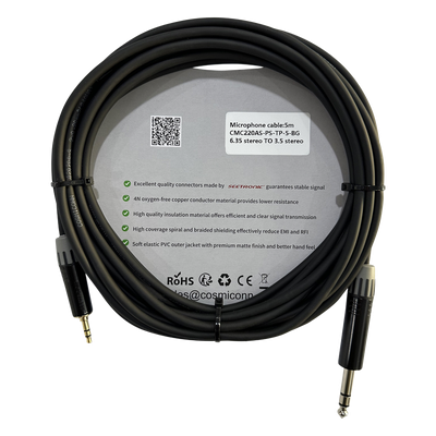Cable de audio / 6.35mm a 3.5mm / Conectores dorados / 5m / 16.4 pies | SIERRA STORE