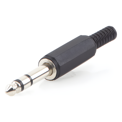 Conector Macho Estéreo / 6.35 mm (1/4") / Cuerpo Plástico / Terminación Soldadura / 28-14 AWG | SIERRA STORE