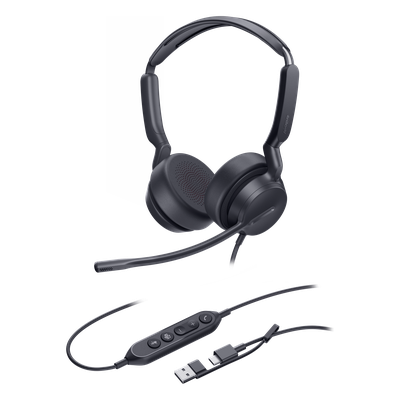 Diadema Alámbrica Profesional / Audio HD / Cancelación de Ruido con IA / USB-C/A / Certificación Microsoft Teams / Binaural | SIERRA STORE