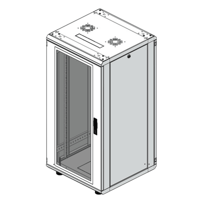 Gabinete Rack de Piso / 24U / 19 Pulgadas / Vidrio con Cerradura / Carga 750 kg / 600x605x1190 mm (23.6x23.8x46.9 in) / Acero Calibres | SIERRA STORE