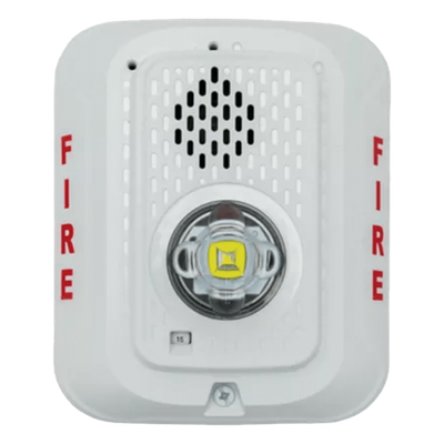 Sirena con Estrobo LED / Montaje en Pared / 2 Hilos / Candela Seleccionable 15-185 cd / Compatible SpectrAlert | SIERRA STORE