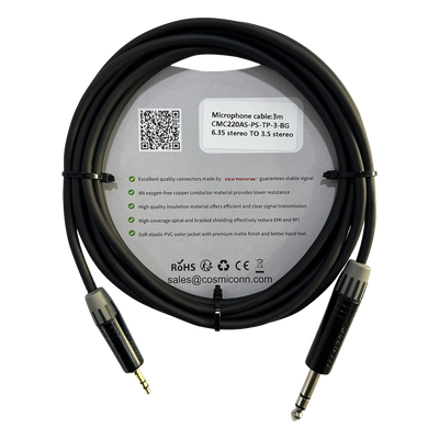 Cable de Audio / 6.35mm a 3.5mm / 3m (10 pies) / Conectores Negros / OFC / PVC | SIERRA STORE