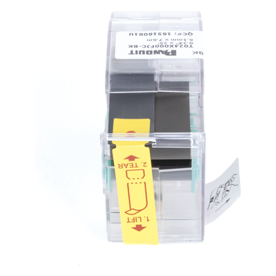 PANDUIT T024X000FJC-BK - Casete de Etiquetas / Poliolefina / Blanco sobre Negro / 6.1 mm / 7.6 m (25 pies) / Interior-Exterior | SIERRA STORE