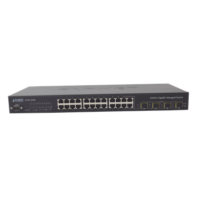 Switch Administrable L2+ / 24 Puertos Gigabit / 4 Puertos Combo SFP / Enrutamiento Estático L3 / Doble Fuente de Alimentación | SIERRA STORE
