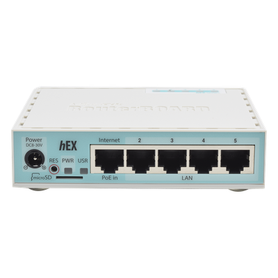 (hEX) RouterBoard, 5 Puertos Gigabit Ethernet, 1 Puerto USB y versión 3 | SIERRA STORE