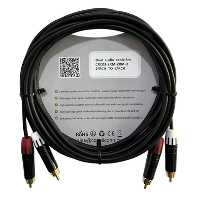 Cable 2 RCA x 2 RCA / Conectores Negros / Diferenciador Color Blanco y Rojo / 3 m (9.84 ft) | SIERRA STORE