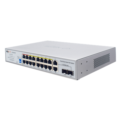 Switch PoE / 16 Puertos 10/100 Mbps PoE / 2 Uplink Gigabit / 1 Puerto SFP / Presupuesto PoE 250 W / Alcance 250 m (820.2 ft) / ONVIF | SIERRA STORE