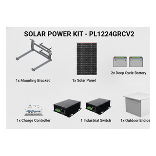 Kit Solar PoE / 225 W / 12 Vcc / 120 Ah / 60 h Autonomía / 802.3af/at / PoE Pasivo 24 Vcc / 738 ft² Cobertura | SIERRA STORE