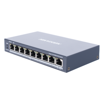 HIKVISION DS-3E1309P-EI - Switch PoE+ Monitoreable / 8 Puertos 10/100 Mbps / 1 Puerto Uplink Gigabit / Alcance Extendido 300 m (984.3 | SIERRA STORE