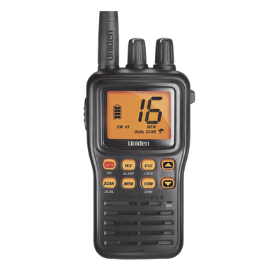 Radio Marina VHF Portátil / IPX8 Sumergible y Flotante / Potencia 1-5 W / Batería 12 h / Canales Internacionales, USA y Canadá | SIERRA STORE
