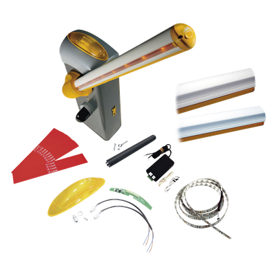 Kit de barrera GARD 4 con mástil Italiano / Izquierda y derecha configurable en campo / Incluye Iluminación LED Rojo/Verde / Pluma de | SIERRA STORE