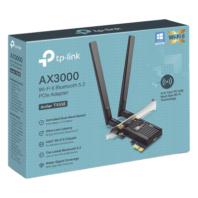 Adaptador PCIe Wi-Fi 6 / AX3000 Mbps / Doble Banda 2.4/5 GHz / MU-MIMO 2x2 / Bluetooth 5.2 / WPA3 / Antenas 2 dBi / Perfil Bajo y | SIERRA STORE