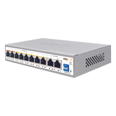 Switch PoE Administrable en la Nube / 8 Puertos 10/100 Mbps PoE / 2 Puertos Uplink Gigabit / Presupuesto PoE 100 W / Alcance PoE 250 m | SIERRA STORE
