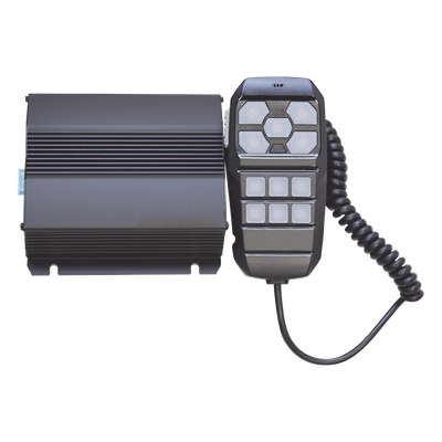 Sirena Vehicular / 100W / Multivoltaje 12~24 VCD / 22 Ciclos de Tono / 4 Salidas Auxiliares / Megafonía y Radio Integradas | SIERRA STORE